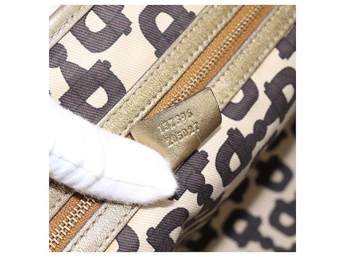 Borsa GUCCI GG Canvas Sherry Line Beige Gold 137396 Auth ka5582 D'oro - vista 12