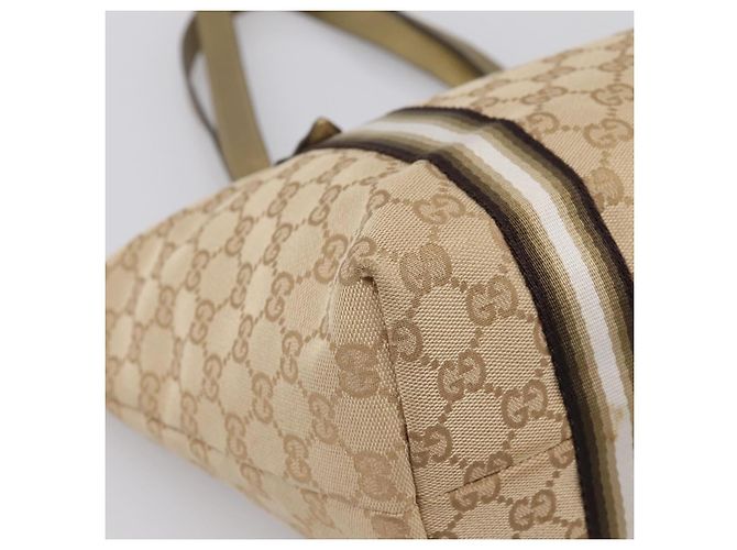 Borsa GUCCI GG Canvas Sherry Line Beige Gold 137396 Auth ka5582 D'oro - vista 14