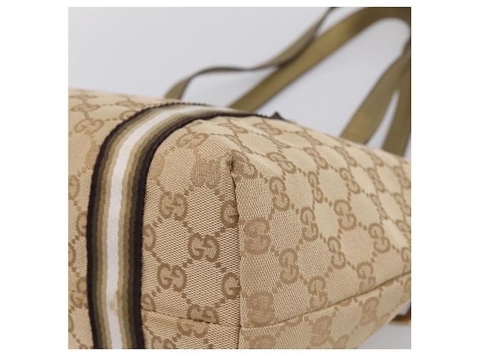 Borsa GUCCI GG Canvas Sherry Line Beige Gold 137396 Auth ka5582 D'oro - vista 15