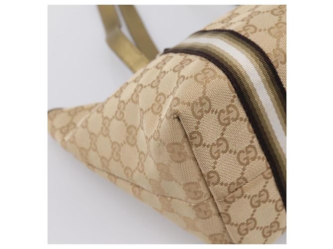 Borsa GUCCI GG Canvas Sherry Line Beige Gold 137396 Auth ka5582 D'oro - vista 16
