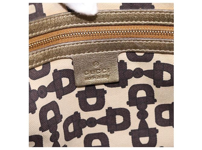 Borsa GUCCI GG Canvas Sherry Line Beige Gold 137396 Auth ka5582 D'oro - vista 17