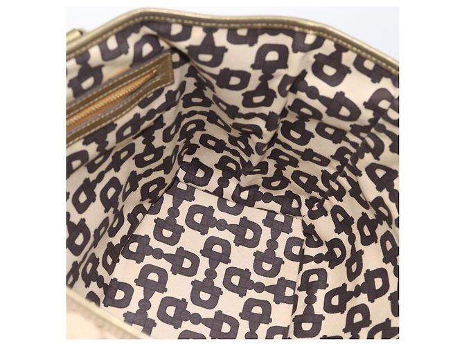 Borsa GUCCI GG Canvas Sherry Line Beige Gold 137396 Auth ka5582 D'oro - vista 18