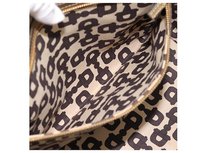 Borsa GUCCI GG Canvas Sherry Line Beige Gold 137396 Auth ka5582 D'oro - vista 21