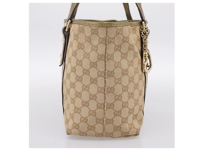 Borsa GUCCI GG Canvas Sherry Line Beige Gold 137396 Auth ka5582 D'oro - vista 3