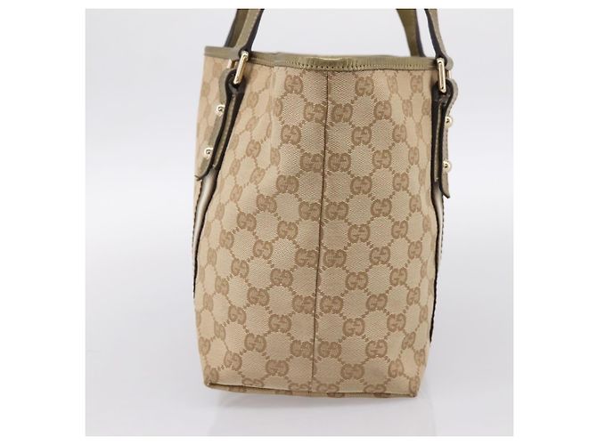 Borsa GUCCI GG Canvas Sherry Line Beige Gold 137396 Auth ka5582 D'oro - vista 4