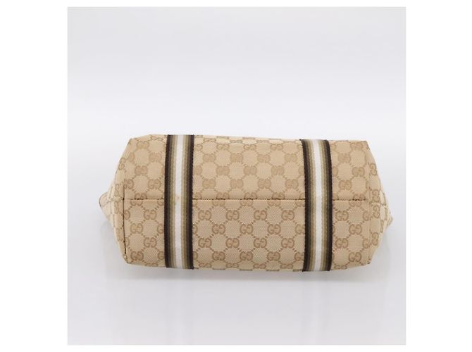 Borsa GUCCI GG Canvas Sherry Line Beige Gold 137396 Auth ka5582 D'oro - vista 5