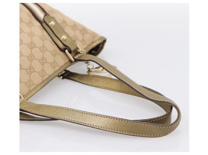 Borsa GUCCI GG Canvas Sherry Line Beige Gold 137396 Auth ka5582 D'oro - vista 7