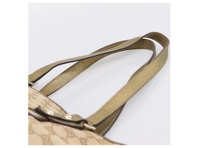 Borsa GUCCI GG Canvas Sherry Line Beige Gold 137396 Auth ka5582 D'oro - vista 8