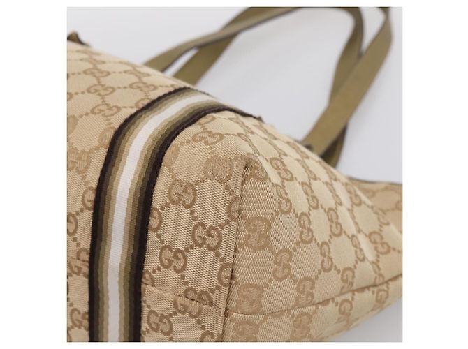 Borsa GUCCI GG Canvas Sherry Line Beige Gold 137396 Auth ka5582 D'oro - vista 9