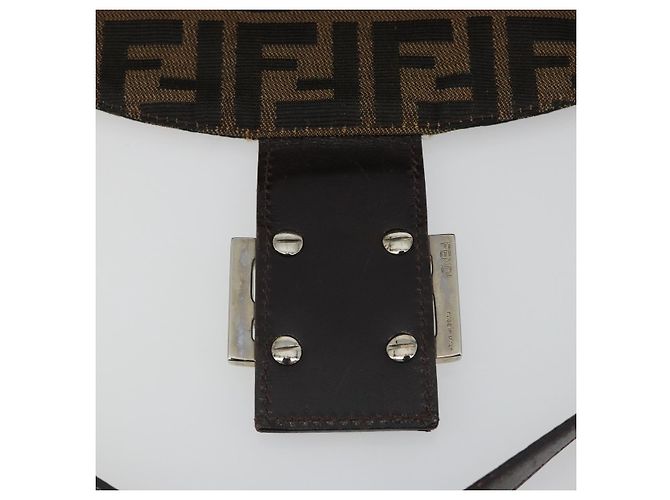 Borsa a tracolla FENDI Zucca Canvas Mamma Baguette Marrone Argento Auth 195494V - vista 10