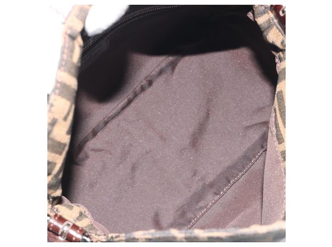 Borsa a tracolla FENDI Zucca Canvas Mamma Baguette Marrone Argento Auth 195494V - vista 11