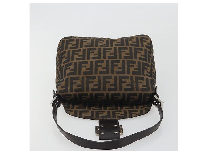 Borsa a tracolla FENDI Zucca Canvas Mamma Baguette Marrone Argento Auth 195494V - vista 19