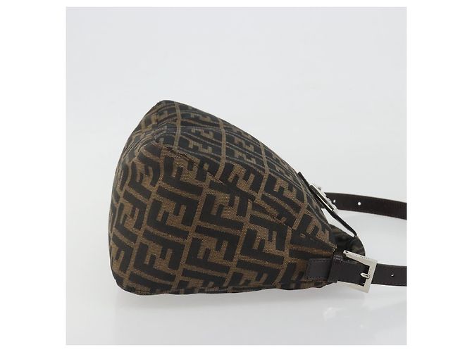 Borsa a tracolla FENDI Zucca Canvas Mamma Baguette Marrone Argento Auth 195494V - vista 3