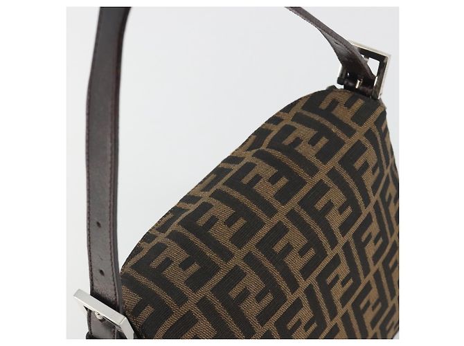 Borsa a tracolla FENDI Zucca Canvas Mamma Baguette Marrone Argento Auth 195494V - vista 6