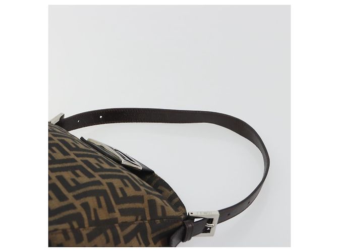 Borsa a tracolla FENDI Zucca Canvas Mamma Baguette Marrone Argento Auth 195494V - vista 8