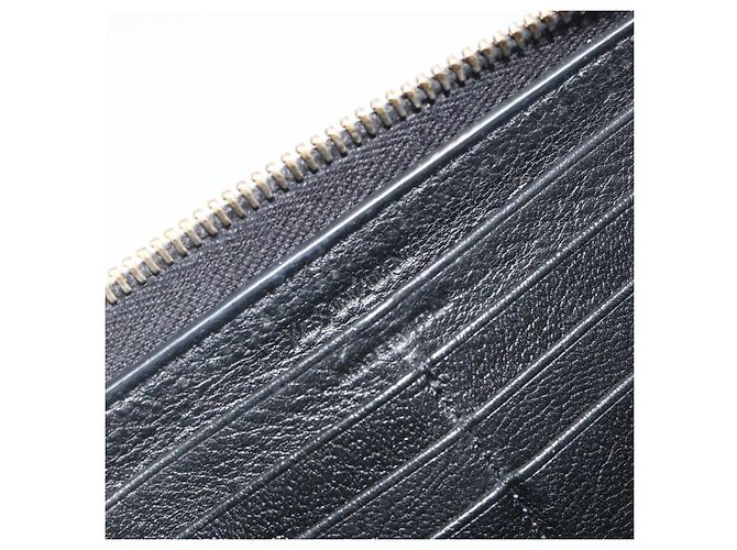 Portafoglio lungo SAINT LAURENT Cassandra in pelle nera e oro Auth 195906A Nero D'oro - vista 10