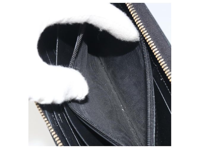 Portafoglio lungo SAINT LAURENT Cassandra in pelle nera e oro Auth 195906A Nero D'oro - vista 11
