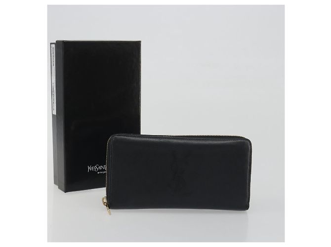 Portafoglio lungo SAINT LAURENT Cassandra in pelle nera e oro Auth 195906A Nero D'oro - vista 12