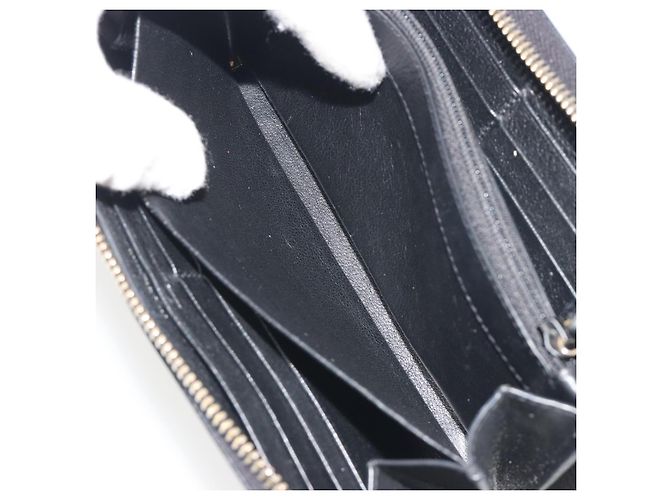 Portafoglio lungo SAINT LAURENT Cassandra in pelle nera e oro Auth 195906A Nero D'oro - vista 19