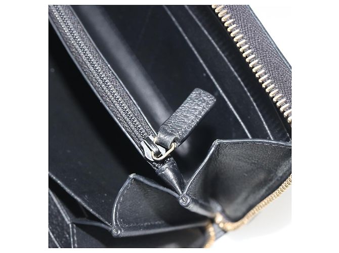 Portafoglio lungo SAINT LAURENT Cassandra in pelle nera e oro Auth 195906A Nero D'oro - vista 20