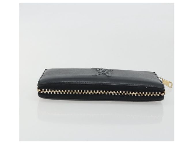 Portafoglio lungo SAINT LAURENT Cassandra in pelle nera e oro Auth 195906A Nero D'oro - vista 5