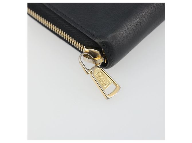 Portafoglio lungo SAINT LAURENT Cassandra in pelle nera e oro Auth 195906A Nero D'oro - vista 8