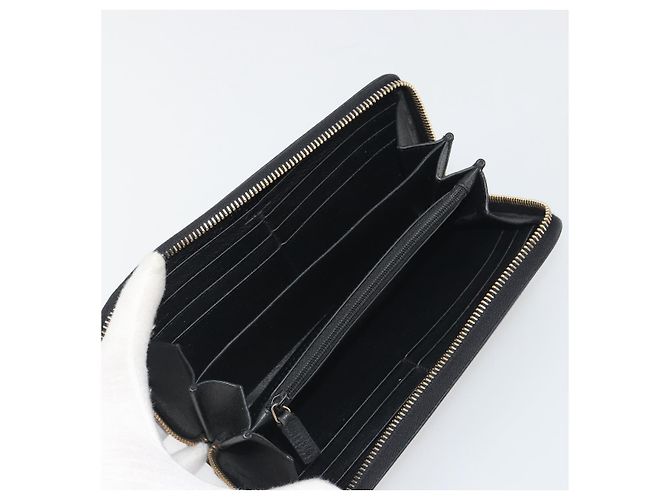 Portafoglio lungo SAINT LAURENT Cassandra in pelle nera e oro Auth 195906A Nero D'oro - vista 9