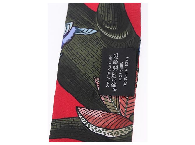 Hermès Twilly HERMES Foulard Seta Rosso Blu Auth 196847M - vista 10
