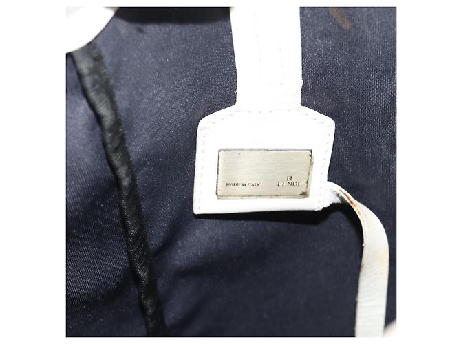 FENDI Zucchino Canvas Tote Bag Navy Silver 8BH006 Auth 194069 Silber Marineblau - Ansicht 10