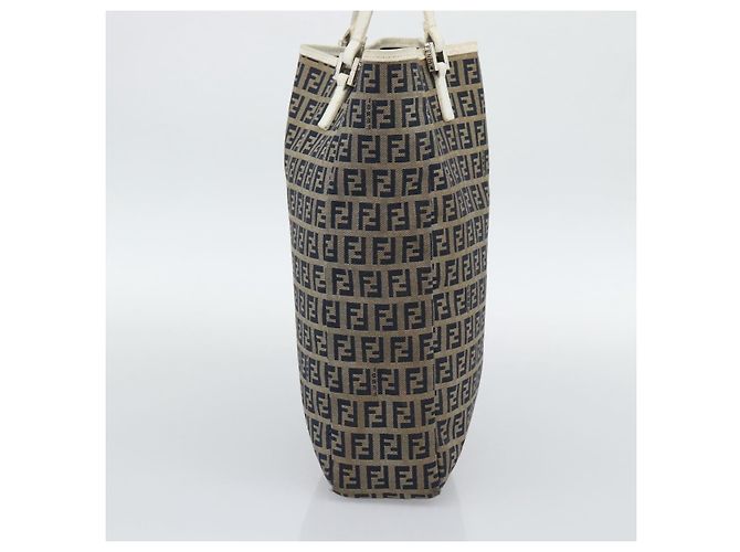 FENDI Zucchino Canvas Tote Bag Navy Silver 8BH006 Auth 194069 Silber Marineblau - Ansicht 3