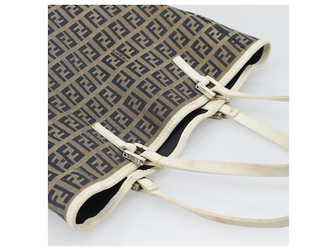 FENDI Zucchino Canvas Tote Bag Navy Silver 8BH006 Auth 194069 Silber Marineblau - Ansicht 6