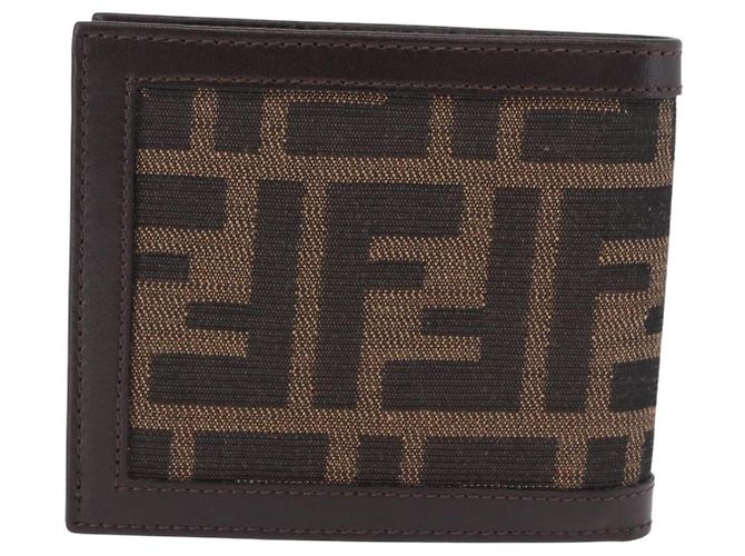 FENDI Zucca Canvas Bifold Wallet Black Brown Auth 195739V - view 2