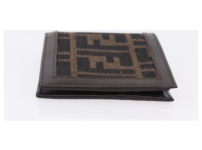 FENDI Zucca Canvas Bifold Wallet Black Brown Auth 195739V - view 3