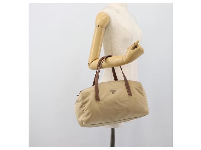 Borsa a Mano PRADA Nylon Beige Silver Auth 194328A Argento - vista 22