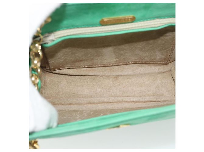 Autre Marque Borsa a tracolla con catena TIFFANY&Co. Camoscio Verde Oro Auth 195577 D'oro - vista 11