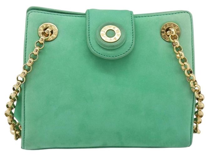 Autre Marque Borsa a tracolla con catena TIFFANY&Co. Camoscio Verde Oro Auth 195577 D'oro - vista 13