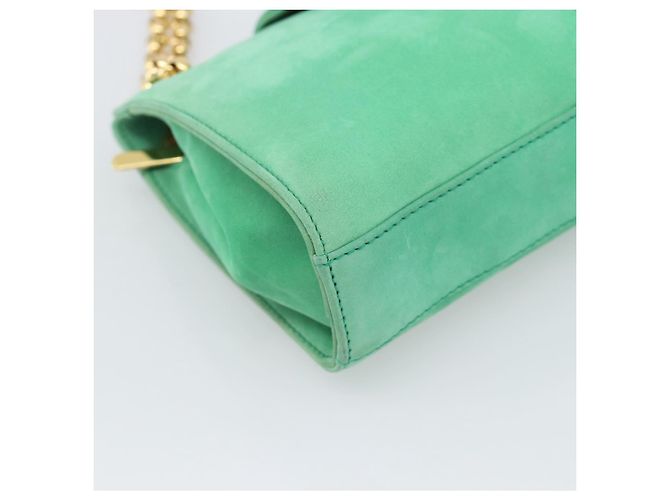 Autre Marque Borsa a tracolla con catena TIFFANY&Co. Camoscio Verde Oro Auth 195577 D'oro - vista 14