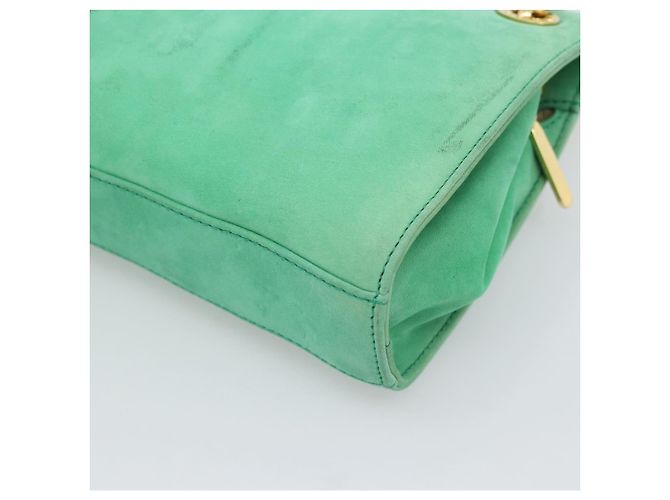 Autre Marque Borsa a tracolla con catena TIFFANY&Co. Camoscio Verde Oro Auth 195577 D'oro - vista 15