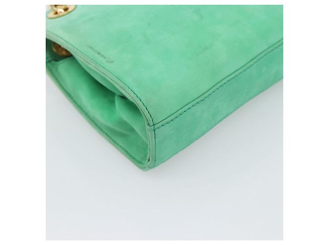 Autre Marque Borsa a tracolla con catena TIFFANY&Co. Camoscio Verde Oro Auth 195577 D'oro - vista 16