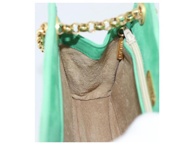 Autre Marque Borsa a tracolla con catena TIFFANY&Co. Camoscio Verde Oro Auth 195577 D'oro - vista 19
