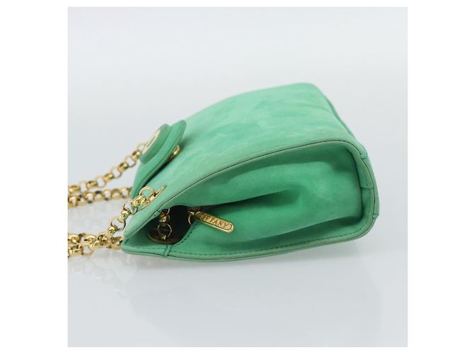Autre Marque Borsa a tracolla con catena TIFFANY&Co. Camoscio Verde Oro Auth 195577 D'oro - vista 3