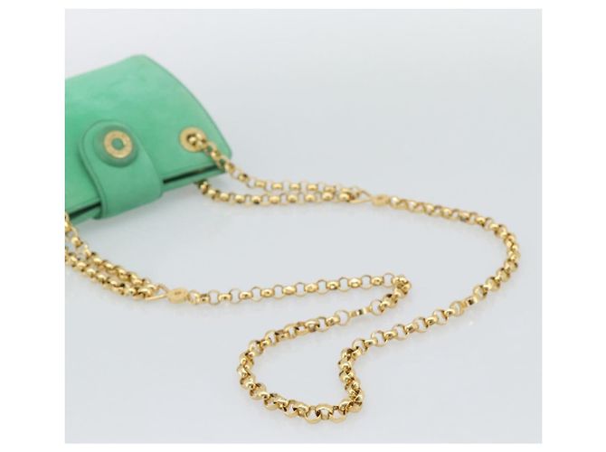Autre Marque Borsa a tracolla con catena TIFFANY&Co. Camoscio Verde Oro Auth 195577 D'oro - vista 7