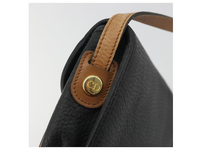 Borsa a tracolla Christian Dior in pelle nera e oro Auth 194288A Nero D'oro - vista 10