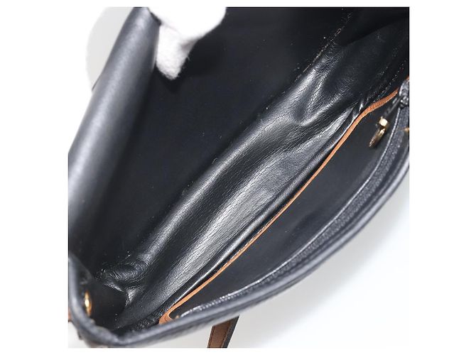 Borsa a tracolla Christian Dior in pelle nera e oro Auth 194288A Nero D'oro - vista 12