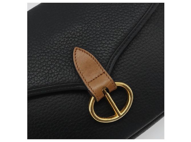 Borsa a tracolla Christian Dior in pelle nera e oro Auth 194288A Nero D'oro - vista 17