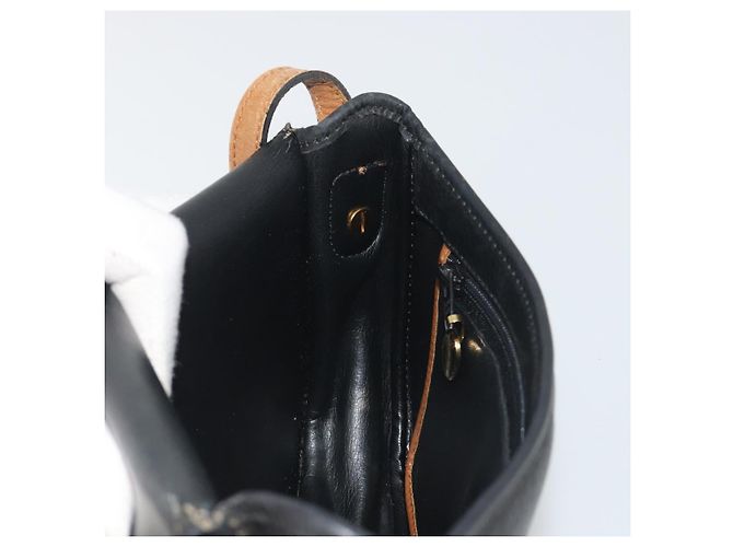 Borsa a tracolla Christian Dior in pelle nera e oro Auth 194288A Nero D'oro - vista 19