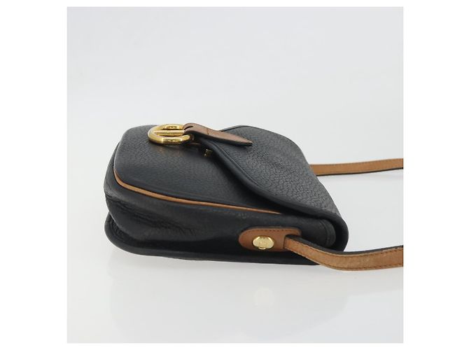 Borsa a tracolla Christian Dior in pelle nera e oro Auth 194288A Nero D'oro - vista 3