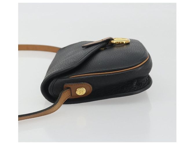 Borsa a tracolla Christian Dior in pelle nera e oro Auth 194288A Nero D'oro - vista 4