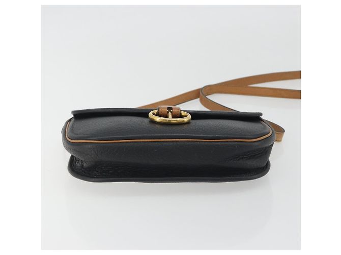 Borsa a tracolla Christian Dior in pelle nera e oro Auth 194288A Nero D'oro - vista 5