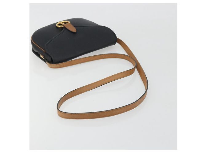 Borsa a tracolla Christian Dior in pelle nera e oro Auth 194288A Nero D'oro - vista 7